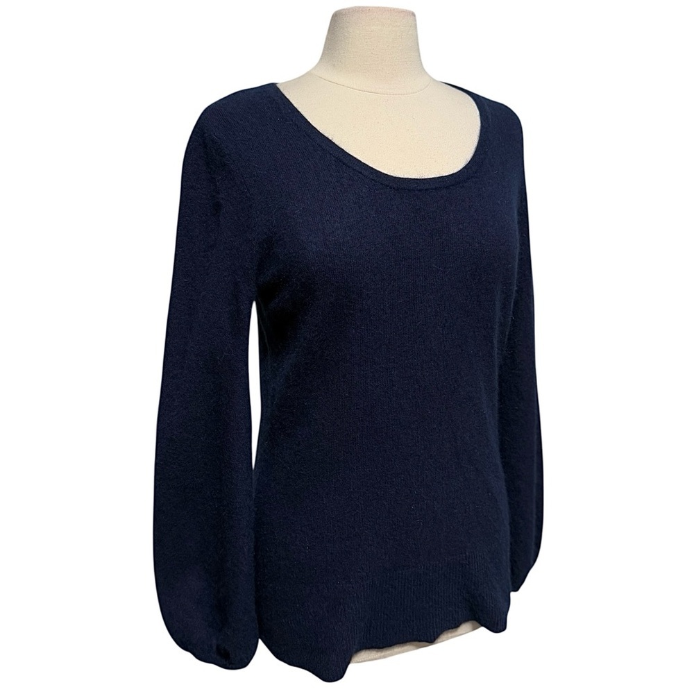Jillian Jones Angora Blend Long Sleeve Scoop Neck Navy Sweater Size Medium